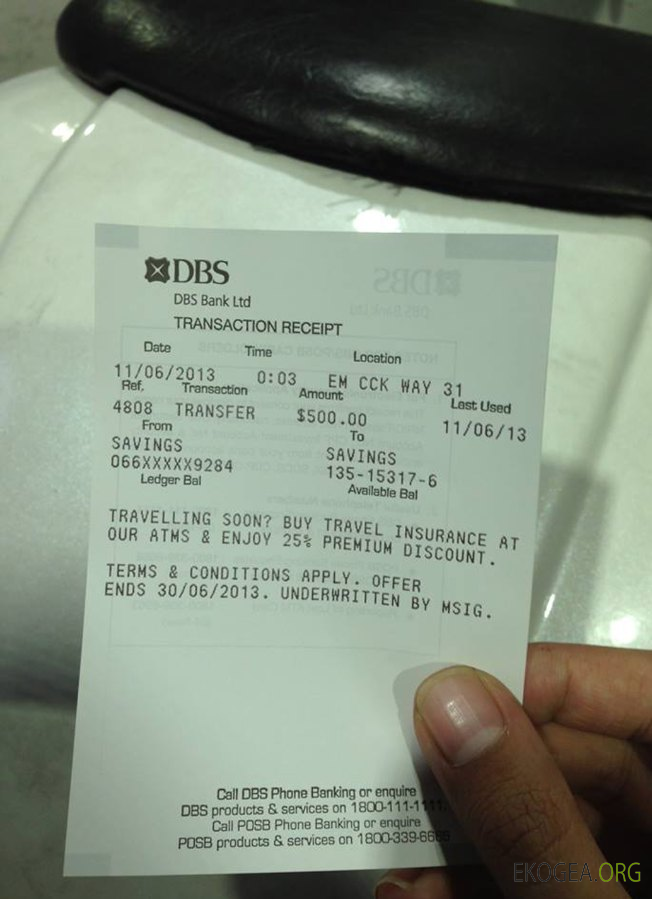 Chèque bancaire DBS de Singapour